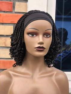 Headband braided Curly wig..Color Is Black. Length Is 16inches. | eBay Curly Wig Color, Curls Wig, Real Wigs, Cornrow Ponytail, Curly Lace Frontal, Ponytail Wig, Grey Wig, Wig Color