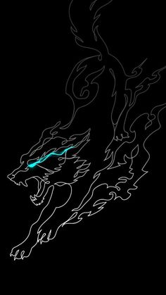 a drawing of a wolf on a black background