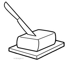 a black and white drawing of a pen on top of a block of wax paper