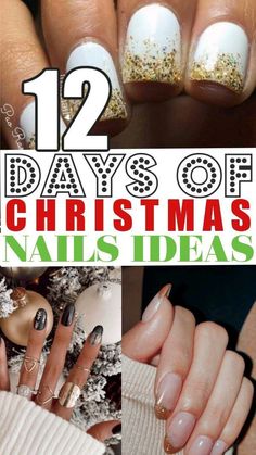 Holiday Nails With Gold, Christmas Party Nail Ideas, Gold Christmas Nails Short, Silver And Gold Nails Christmas, White And Gold Nails Christmas, Silver And Gold Holiday Nails, Gold And Silver Christmas Nails, Silver And Gold Christmas Nails, Christmas Gold Nails