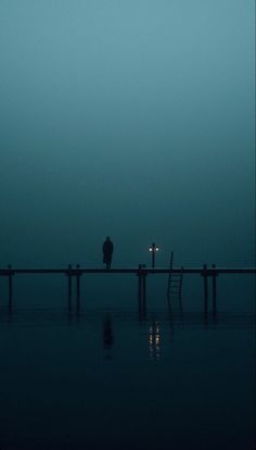 Lake bridge dark blue person alone loneliness I Will See You In The Next Life, Fog Photography People, Unmotivated Aesthetic, Letting Go Aesthetique, Solitudeness Wallpaper, Suffocated Art, Falling Off Building, Dark Ambient Aesthetic, Melancholy Wallpaper