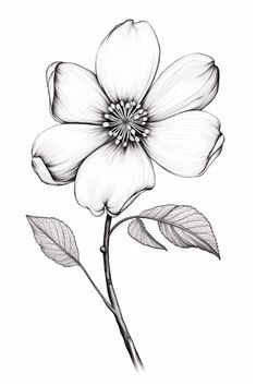 Dogwood Flower Drawing, Printable Flower Coloring Pages, Free Stencils Printables, Drawing Patterns, Flower Sketch, Dogwood Flower, Isometric Drawing, Printable Flower