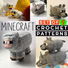 crochet patterns for stuffed animals are shown here