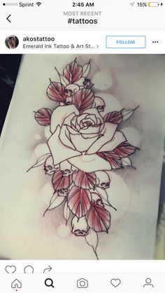 an image of a rose tattoo on someone's stomach