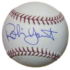 an autographed baseball with the name and number on it