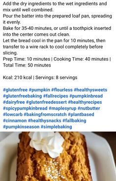 the recipe for pumpkin bread is shown in an email form, with information about it