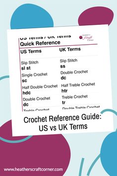 a poster with the words crochet reference guide and an image of circles on it