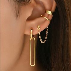 Material: Iron Eardrop Width: 0.4"-0.5" Eardrop Height: 0.5"-2.6" Top Rated Seller Quick Shipper Open To Offers 2400+ Listings Sold Minimalist Ear Cuff, Long Chain Earrings, Chain Decor, Gold Ear Cuff, Silver Ear Cuff, Ear Cuff Earings, Link Earrings, Earring Studs, Ear Cuffs