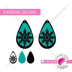 the cut file for earrings with snowflakes and tears on them is shown