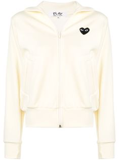 ivory heart patch heart print front zip fastening two front welt pockets long sleeves elasticated cuffs elasticated hem Bougie Closet, Comme Des Garcons Heart, Play Heart, Png Clothes, Stylist Outfit, Heart Patch, Comme Des Garcons Play, Heart Logo, Virtual Closet