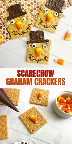 some crackers with candy eyes and faces on them