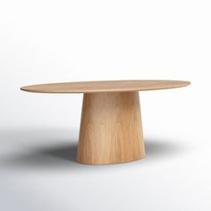 a round wooden table on a white background