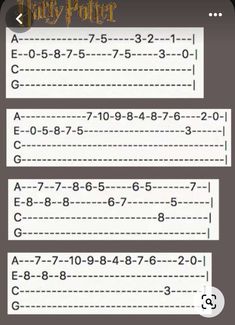 the harry potter guitar tab is shown in this screenshot from their homepage, which shows