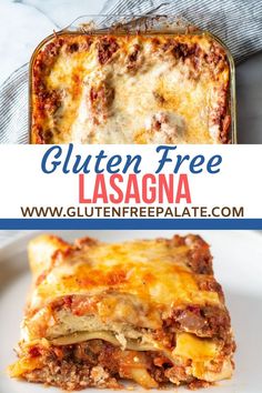 the lasagna casserole has been cut into slices and is ready to be eaten