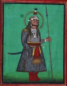 Maharana Sangram Singh I also known as Rana Sanga of Chittor (r.1509 -1527) - "Defeated at the Battle of Khanwa by Mughal Emperor Babur in 1527". Rana Sanga, Prithviraj Chauhan, Painting Costume, Indian Legends, Rajasthani Art, Ancient History Facts, Ancient Technology, Indian Painting