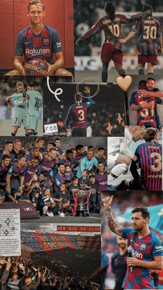 the collage shows many different pictures of soccer players and their names in multiple languages