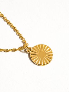 18k Gold Non-Tarnish Round Sun Gaze Necklace 18K Gold Plating Stainless Steel Pendant Size (inch): 0.4 diameter Chain Length (inch): 16 Extension Length (inch): 2 Semi Annual Sale, Sweatshirt Set, Stainless Steel Pendant, Animal Print Dresses, Romper With Skirt, Dress Romper, Gold Plating, Chain Length, 18k Gold