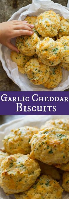 garlic cheddar biscuits on a white plate