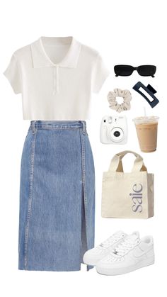 Modest Summer College Outfits, Cute Trendy Outfits 2023, Summer Genz Outfits, Tutor Outfit Style, Black And White Outfit Summer, Home Goods Organization, Summer Outfit 2024 Ideas, Outfit Idea Skirt, Outfit Ideas Trendy 2023