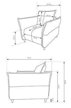 a drawing of a reclining chair with measurements