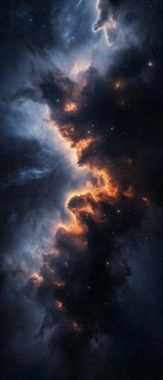 the sky is filled with clouds and stars as it looks like they are floating in space