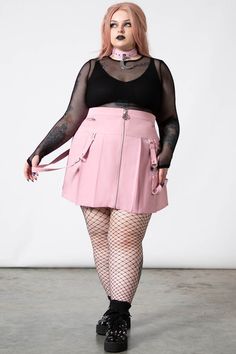 BLAIRE B*TCH. - Soft Stretch Material.- Pentagram-Hardware.- Pleated.- PU Straps.- Zip Feature.- Fitted. Wash Cold - Gentle Cycle. with KILLSTAR Branding, 95% Polyester, 5% Elastane. Plus Size Pastel Goth, Goth Plus Size, Pastel Goth Outfits, Pink Goth, 2010 Fashion, Pastel Goth Fashion, Cute Crop Tops, Goth Outfits, Pastel Goth