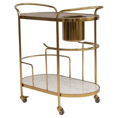 2 Tier Bar Cart - Creative Co-Op Antique Brass Frame, Marble Bar, Drinks Trolley, Industrial Bar, C Table, Glass Bar, Marble Side Tables, Wood And Marble, Bar Carts