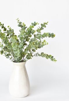 A stunning faux interpretation of eucalyptus!  If you have had reservations of using artificial eucalyptus, this will put that to an end!  It's wonderful and airy - perfect to mass out in a vase or use as a greenery in an arrangement! Bundled in stems of 3. 27" Please note: Our free shipping offer for orders over $35, does not apply to AK, HI, PR, and military addresses.  We will determine shipping cost, and then send you a custom listing for a shipping fee, in most cases, we split the shipping Vase And Eucalyptus, Vase With Greenery, Eucalyptus Decor, Eucalyptus Bundle, Flower Catalog, Shelf Decor Living Room, Modern Farmhouse Table, Fake Plants Decor, Floral Arranging