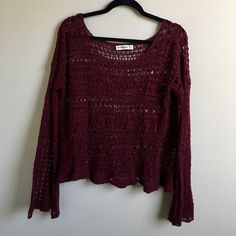 Get Cozy For The Long Winter Months Ahead With This Flattering Layering Piece Never Worn, But Without Tags. Smoke-Free, Pet-Free Environment. Open To Offers :) Bell Sleeve Sweater, Long Winter, Winter Months, Getting Cozy, Red Brown, Layering Pieces, Abercrombie Fitch, Bell Sleeves, Scoop Neck