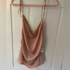 Size Small, Nwt, Fabric Is Silky, Breathable. Synched Sides, Gold Accents On The Ties. Can Be Worn Many Different Ways Depending How You Tie It! Color Is Blush/Nude/Pinkish Pink Casual Party Camisole, Pink Sleeveless Top For Date Night, Chic Pink Camisole For Day Out, Casual Pink Camisole For Night Out, Halter Tie Top, Free People Tank Top, Free People Tank, Small Boho, Striped Crop Top