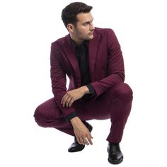 Elevate Your Style With The Tazio Solid Skinny Fit 2-Piece Suit Set, A Pinnacle Of Modern Sophistication. This Meticulously Crafted Suit Boasts A Sleek, Single-Breasted Jacket With A Peak Lapel, 1 Fabric Button Closure, And Underarm Sweat Guards For Comfort. The Pants Feature A Flat Front, Extended Button Closure, And Ample Storage With Besom And Slip Pockets, All Lined To The Knee For Ease Of Movement. With Its Slim, Tailored Silhouette And Contemporary Design, The Tazio Suit Is The Perfect Cho Red Fitted Suit For Business Casual, Red Fitted Suits For Business Casual, Red Fitted Business Casual Suit, Tailored Red Sets For Business Casual, 3 Button Suit, Black Blazer Men, Charcoal Gray Suit, Grey Suit Jacket, Flannel Men