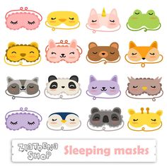 various sleeping masks are shown in different colors