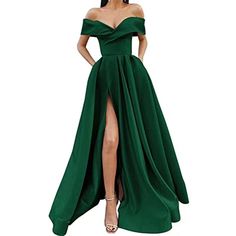 Olivia Mark - Formal Evening Gown with Deep V-Neck in Various Colors Satin Prom Dress Long, Formal Evening Gown, Long Skirt Fashion, Long Formal Gowns, Deep V Neck Dress, Prom Dresses With Pockets, Satin Evening Dresses, Evening Party Gowns, Satin Prom Dress