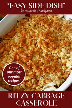 a casserole dish is shown with the words, easy side dish