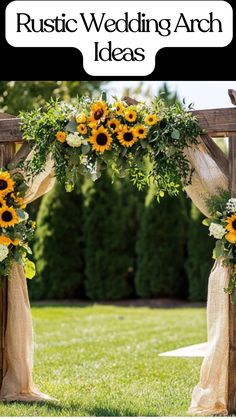 beautifully decorated rustic wedding arch Wedding Arch Ideas, Outdoor Celebration, Arch Decor, Wedding Arch Rustic, Arch Ideas, Whimsical Woodland, Wooden Arch, Rustic Wedding Diy, Indoor Ceremony