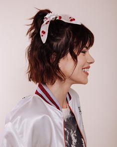 "Get down ladies you've got nothing to lose in this sweet cherry baby! SUPER SLEEK, SUPER FUN, SUPER FAB! THIS SILK SCRUNCHIE TIE WILL HAVE YOU LOOKING CUTE AS HECK! IT'S LIKE A PARTY, FOR YOUR HAIR. - ONE SIZE - MADE IN L.A. WITH LOVE - MEASURES APPROX. 6\" FROM TOP TO BOTTOM AND 2.5\" IN DIAMETER - HANDMADE FROM 100% SILK CHARMEUSE Visit our shop for more hair accessories, headbands, scarf turbans and velvet turbans: https://www.etsy.com/shop/ShopImWithTheBand If you have any questions about t Modern Pin Up Style, Velvet Turban, Cherry Baby, Nothing To Lose, Modern Pin Up, Comfortable Headbands, I'm With The Band, Velvet Headband, Grey Hair Color