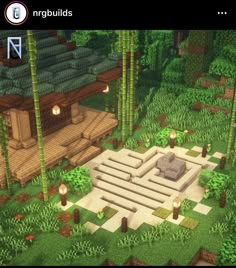 Japanese Zen Garden Minecraft, Minecraft Japanese Pond, Minecraft Bamboo Forest, Minecraft Zen Garden Ideas, Minecraft Rice Field, Minecraft Onsen, Asian House Minecraft, Japanese Garden Minecraft, Minecraft Bamboo Builds