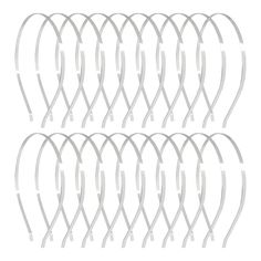 six pairs of silver metal hair clips with curved ends, set of 10 pieces on white background