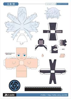 some paper toys that are made to look like anime characters