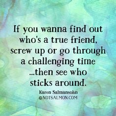 the quote if you wanna't find out who's a true friend, screw up or go through a challenging time then see who sticks around