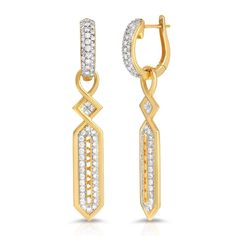 Introducing our exquisite Eternity Hoop Earrings with Art Deco Removable Pendants – a timeless blend of sophistication and versatility. Crafted from 18K yellow gold with precision and passion, these diamond earrings are designed to make a statement with every turn. Elevate your style with the perfect fusion of classic hoops and Art Deco charm.

MADE TO ORDER
Ships in 3-4 weeks from Burbank, CA.

 	Style: Hoop Diamond Earrings with removable Art Deco pendants (which can also be worn with chains) Timeless Gold Diamond Earrings With Single Cut, Timeless Gold Diamond-cut Earrings, Timeless Gold Diamond Cut Earrings, Timeless Yellow Gold Earrings With Pave Setting, Timeless Yellow Gold Diamond Earrings With Halo Design, Timeless Yellow Gold Halo Diamond Earrings, Luxury Gold Plated Hoop Earrings With Diamond Accents, Luxury Gold-plated Hoop Earrings With Diamond Accents, Timeless Gold Earrings With Pave Setting