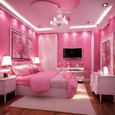 Pink Bedroom Ideas for a Stylish Makeover Hot Pink Room Decor, Hot Pink Room, Pink Bedroom Walls, Purple Bedroom Decor, Bedroom Ideas For Small Rooms Cozy, Ideal Bedroom, Pink Core, Decor Ideas For Living Room, Pink Bedroom Ideas