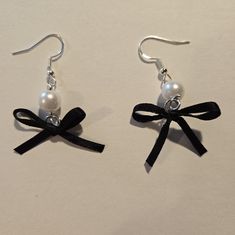 These Are Handmade Earings Made By Me Beaded Handmade Earrings, Silver Jewelry With Black Ribbon For Parties, Party Jewelry In Silver With Black Ribbon, Formal Black Jewelry With Black Ribbon, Handmade Earings, Blue Opal Earrings, Ear Jacket Earring, Western Earrings, Square Earrings Studs