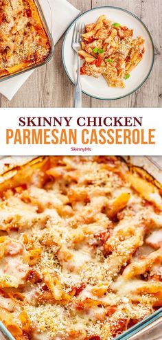 a casserole dish with chicken parmesan cheese