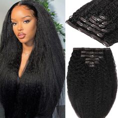 PRICES MAY VARY. Human Hair Clips 7pcs per pack,95-115g,quick to wear,add volume and length to your hair.If you have thin hair,we recommend purchasing 2-3 packs to add length and weight to your hair.If you have thick hair,we recommend purchasing 1-2 packs to add length to your hair.Package comes with 2 extra clips. Professional grade hair extensions, real human hair, silky soft, no shine, can blend perfectly with natural hair, 100% unprocessed virgin real human hair extensions with double weft s Straight Clip Ins, Hair Extensions For Black Women, Extensions For Black Women, Hair Silky, Real Human Hair Extensions, Human Hair Clip Ins, Remy Human Hair Extensions, Clip In Hair, Real Human Hair