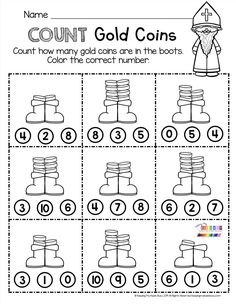 the printable worksheet for counting coins and numbers to be used in this game