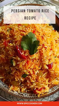 a bowl filled with rice and garnished with cilantro on the side