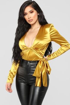 27 Satin Blouses That Look Fantastic #satin  #bodysuit  #missguided  #velvet Mustard Fashion, Satin Bodysuit, Fashion Nova Bodysuit, Janet Guzman, Bodysuit Top, Top Women