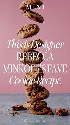 cookies stacked on top of each other with the words, this is designer reebca mini