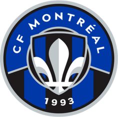 the club logo is blue and black with white letters that read clontreaal